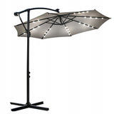 Parasol Ogrodowy Z Wysięgnikiem LED Z Oświetleniem Solar Szary 350 cm