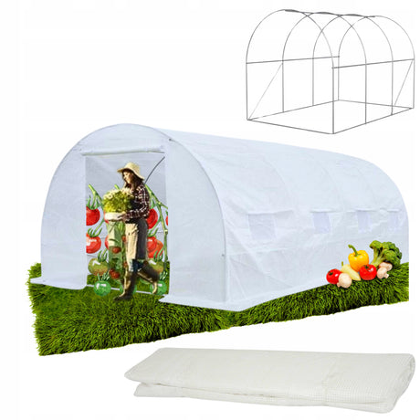 Tunel Foliowy [10 m²] 4x2,5m [FOLIA + STELAŻ] | BIAŁY  |