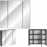 Szafka Łazienkowa z Lustrem Płyta Laminowana Cichy Domyk Szara 75x80x16 cm