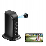Ukryta Kamera WiFi 5xUSB Ładowarka Szpiegowska Czarna HD 1080p 2,4/5Ghz