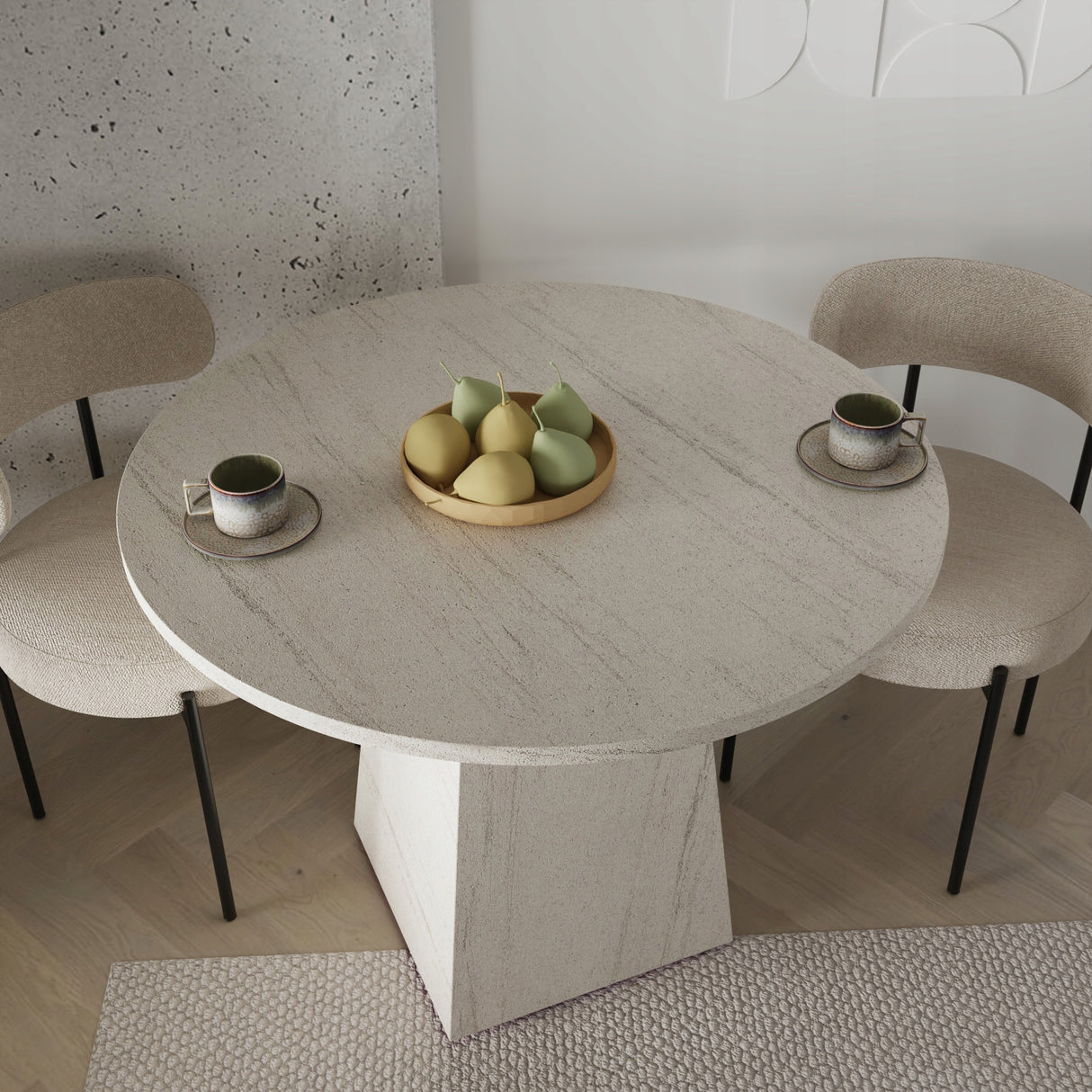 Stół do Jadalni z Kamiennym Dekorem Elegancki Ipanema Biała Solidna 100 cm