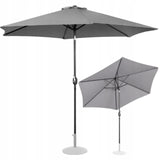 Okrągły Parasol Ogrodowy Balkonowy Uchylny Duży Z Korbką Śr.300Cm Szary