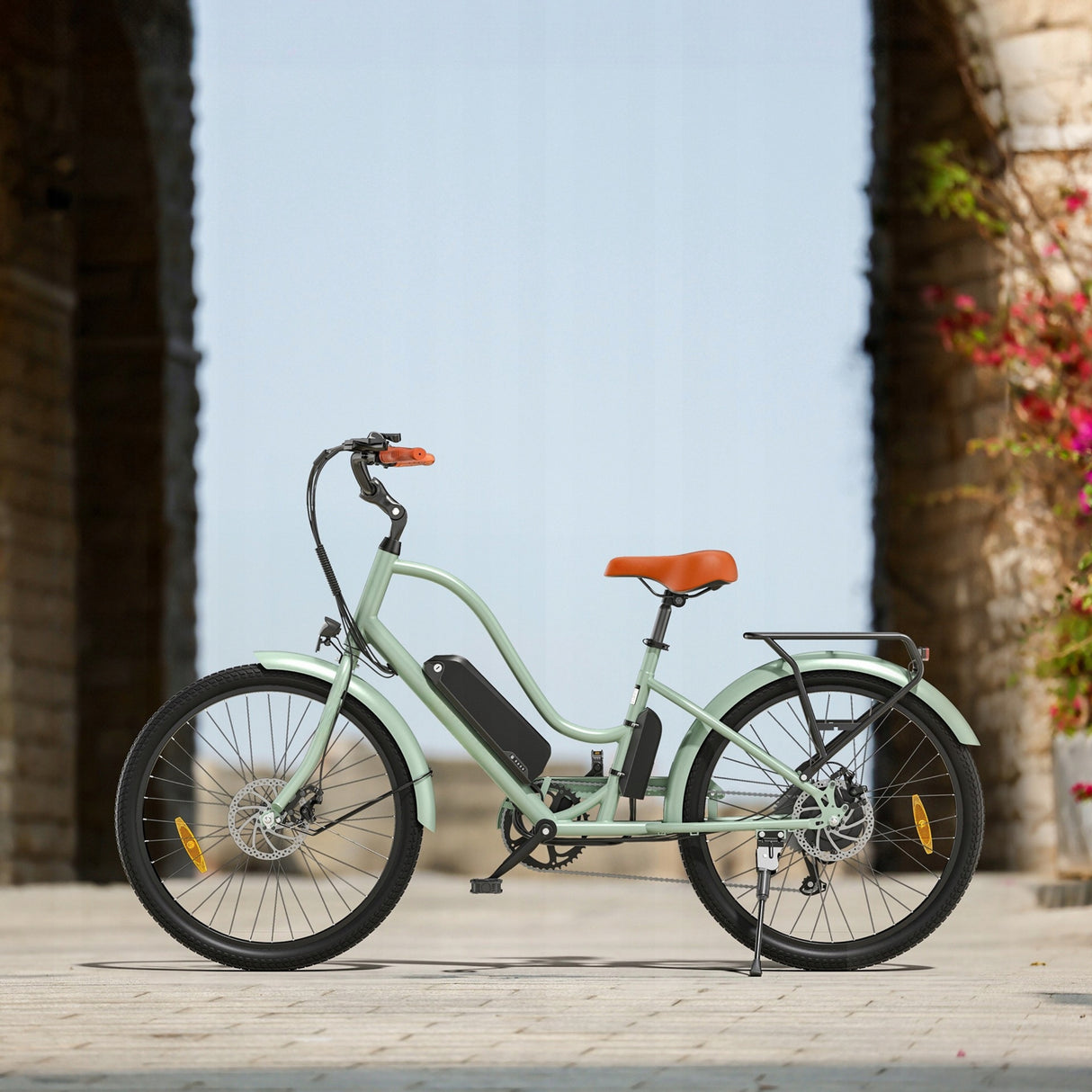 Rower Elektryczny Trekkingowy Zielony 250W 36V 15.6Ah 25km/h Koło 26" Cali