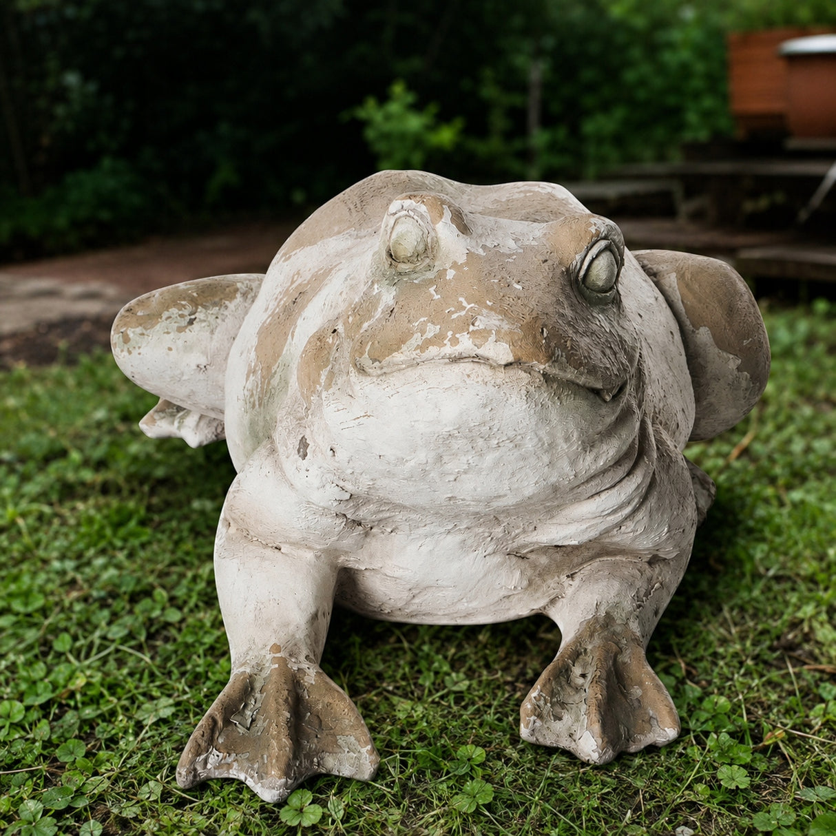 Figurka Ogrodowa Dekoracyjna do Ogrodu Wnętrza Ozdobna Żaba Beżowa 4kg