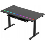Biurko Gamingowe Elektryczne Regulowane Pilot RGB LED Karbon Czarne 140 cm