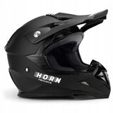 Kask Motocyklowy Cross Horn Enduro Quad + Google Crossowy XL Czarny Matowy