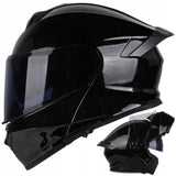 Kask Motocyklowy Szczękowy Czarny Podwójnie Przeciwsłoneczny Rozmiar M