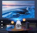 PROJEKTOR RZUTNIK ANDROID TV WIFI FULL HD PRZENOŚNY SMART GŁOŚNIK OBROTOWY