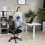 Fotel Obrotowy Biurkowy z Regulacją Materiałowy Ergonomiczny Czarny 126cm