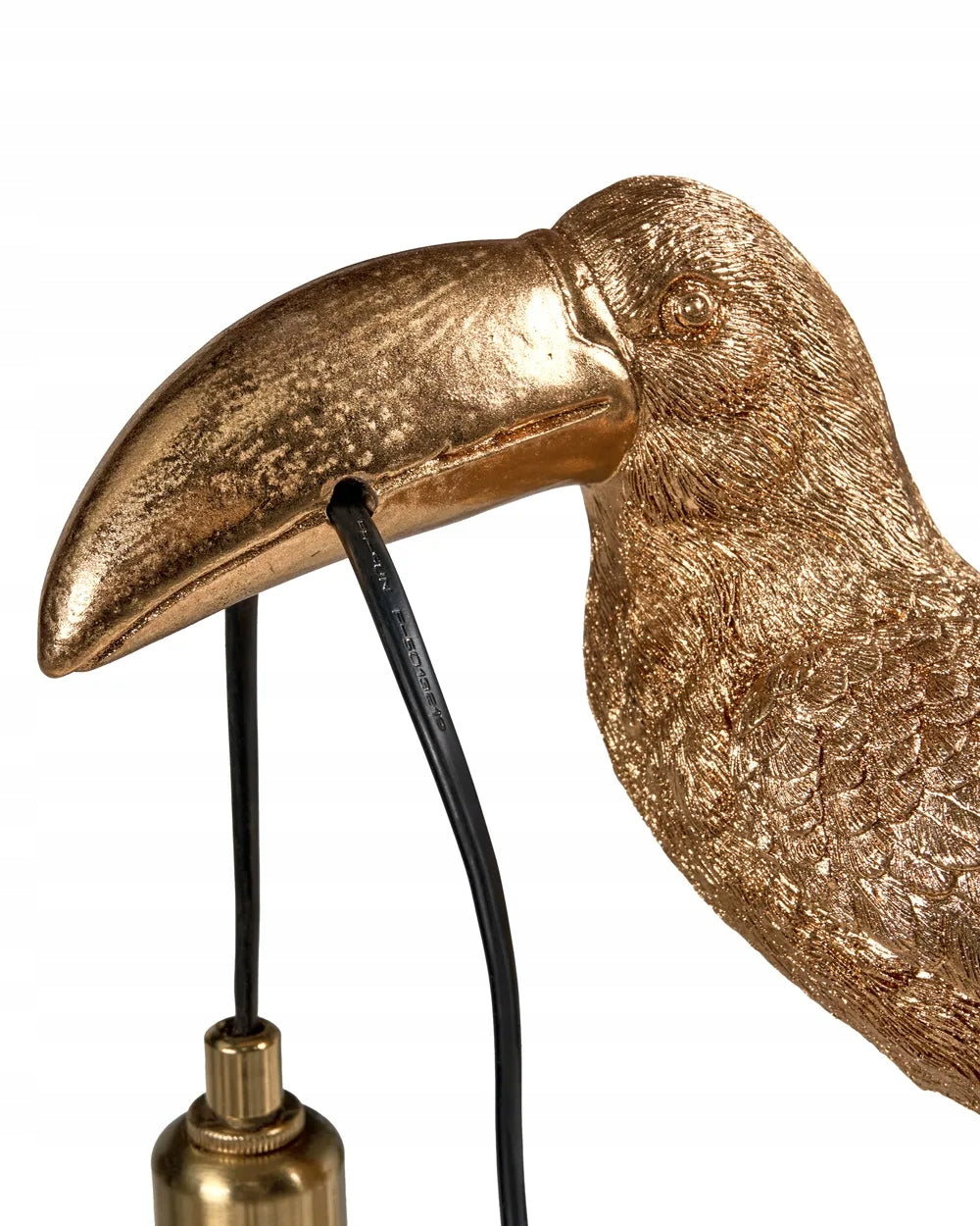 Lampa Złota Stołowa w Kształcie Tukana Elegancka Lampka Mosiądz 42 cm Tukan