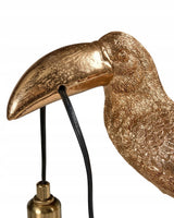 Lampa Złota Stołowa w Kształcie Tukana Elegancka Lampka Mosiądz 42 cm Tukan