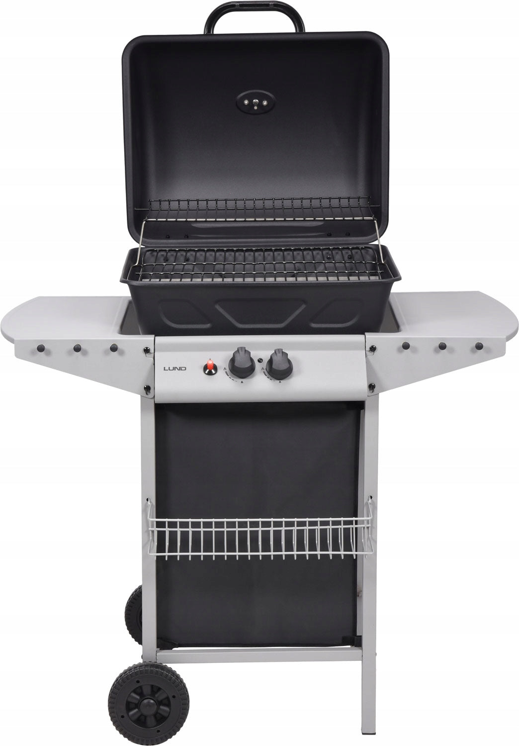 Grill Gazowy Ogrodowy Piezo Lund Czarny Kompaktowy 5,5 KW 2 Palniki