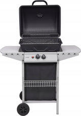 Grill Gazowy Ogrodowy Piezo Lund Czarny Kompaktowy 5,5 KW 2 Palniki