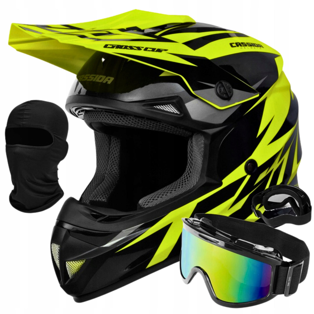 Kask Motocyklowy Cassida Cross CUP/TWO HI VIS Zielony Crossowy XS