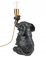 Lampa Czarna Stołowa w Kształcie Słonia Elegancka Lampka Mosiądz 37cm Słoń