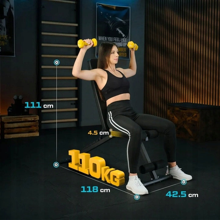 Ławka Regulowana Składana do Ćwiczeń Treningowa Ławeczka Czarna Trening