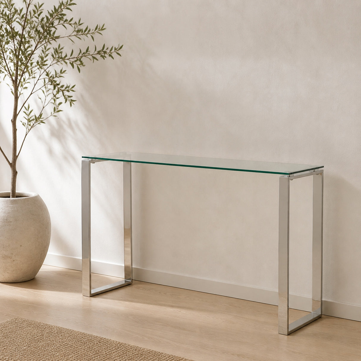 Stół Konsolowy Stolik 120x40x78cm Metal Szkło Rama ze Stali Nierdzewnej