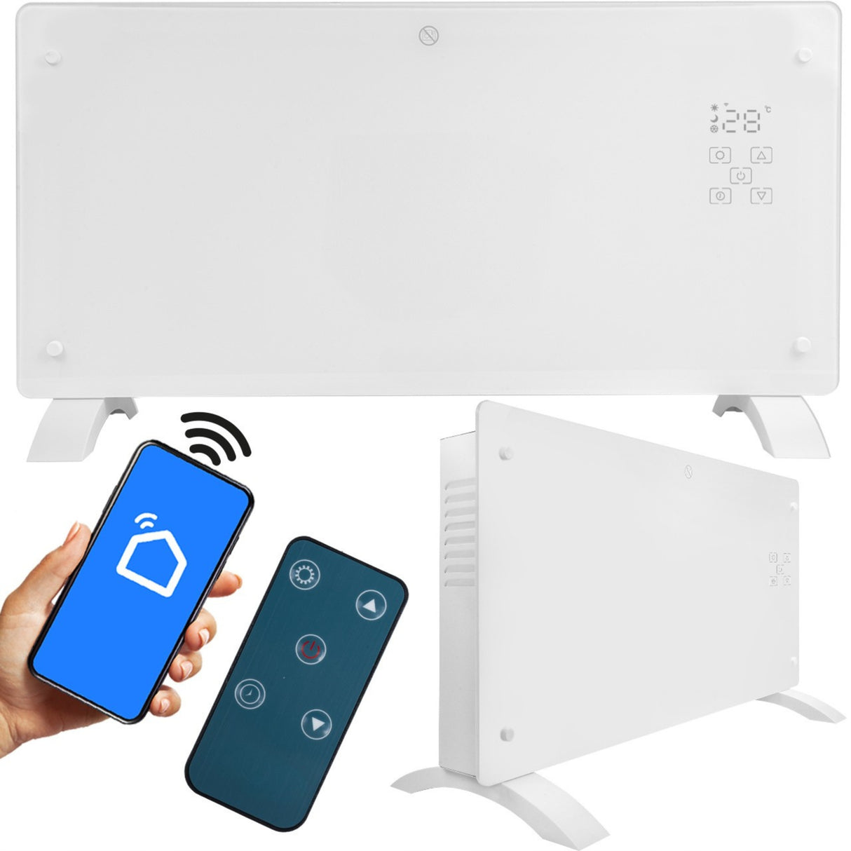 Grzejnik Konwektorowy Elektryczny Szklany Termostat Konwektor Led WiFi Eco