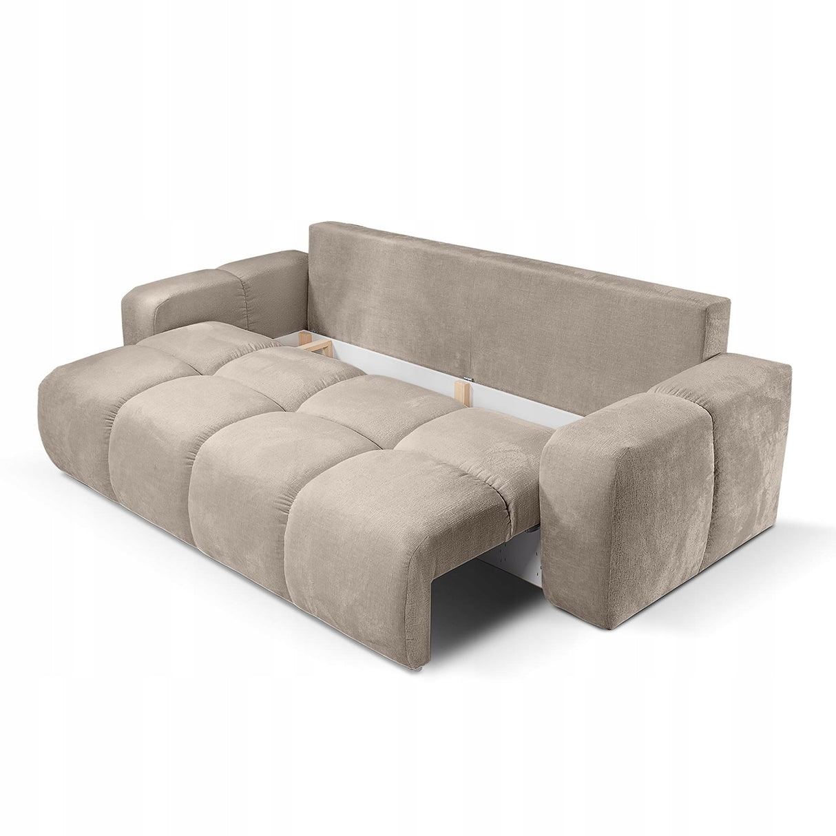 Sofa z Funkcją Spania i Pojemnikiem Beżowa Tkanina Perfect Harmony 59