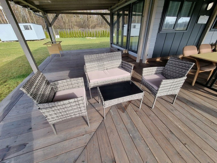 Zestaw Mebli Ogrodowych HDM technorattan Garden szary 4 el. Balkon Komplet