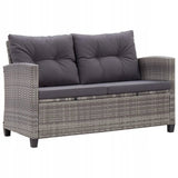 Sofa Ogrodowa Dwuosobowa z Poduszkami Szara Rattan PE 124x74x78 cm