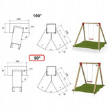 Zestaw do budowy huśtawki 2x Łącznik do belek i kantówek 90x90 mm - czarny