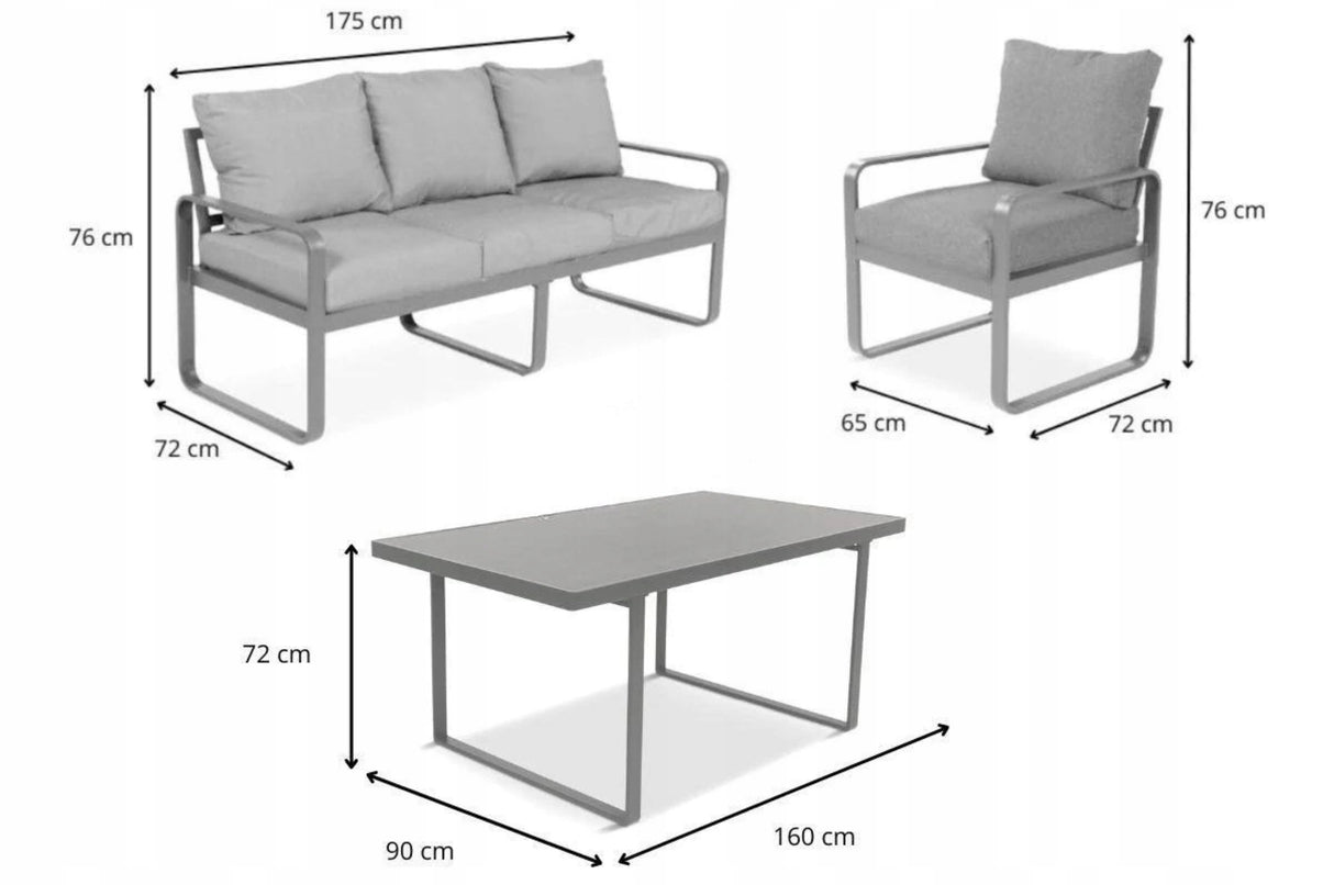 Meble Ogrodowe 2xSofa Trzyosobowa 2xFotel Stół Obiadowy Zestaw dla 8 Osób