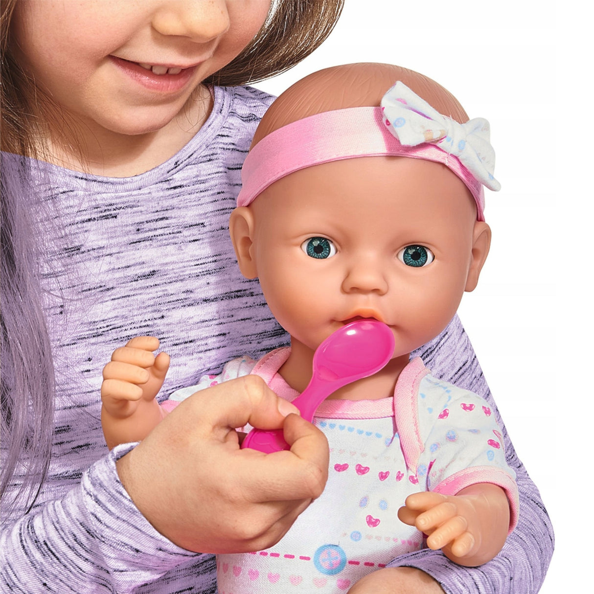 Lalka Funkcyjna Sikająca Dziewczynka Bobas Niemowlak na Prezent 43 cm