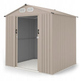 Domek Ogrodowy z Dwuspadowym Dachem Metalowy Beżowy 185x157cm 2,67m² POVES