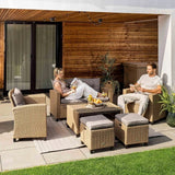 Zestaw Mebli Ogrodowych Technorattan Duży Sofa Fotele Stolik Pufa Gratis