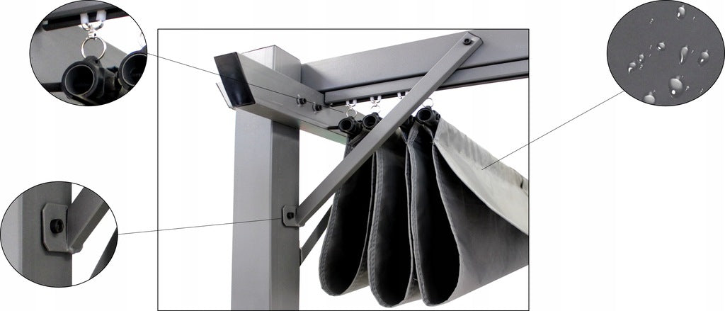 Pergola Ogrodowa Tarasowa Szara Dach Altana Pawilon Dach 3x3 M