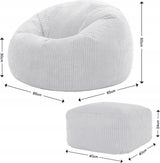 Pufa Worek Poves Kingston Cord Zielona Z Podnóżkiem 85x85x50cm Sztruksowy