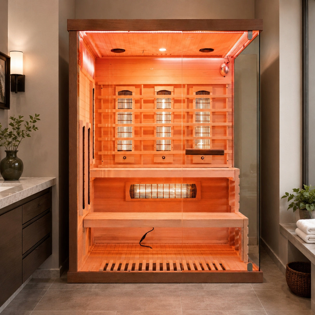 Sauna Trzyosobowa Narożna Domowe Spa na 3 Osoby Brązowa Therma Lux Relaks
