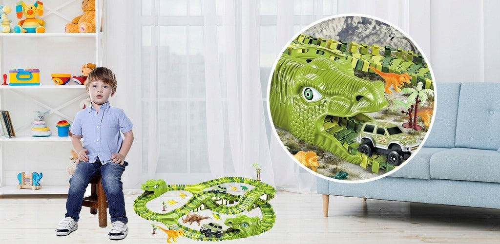 MEGA DUŻY TOR AUTO WYŚCIGOWY DINOZAUR PARK 240 el.
