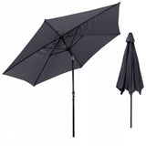 Duży Parasol 300 Cm Ogrodowy Balkonowy Korbką Regulowany Solidny Grafitowy