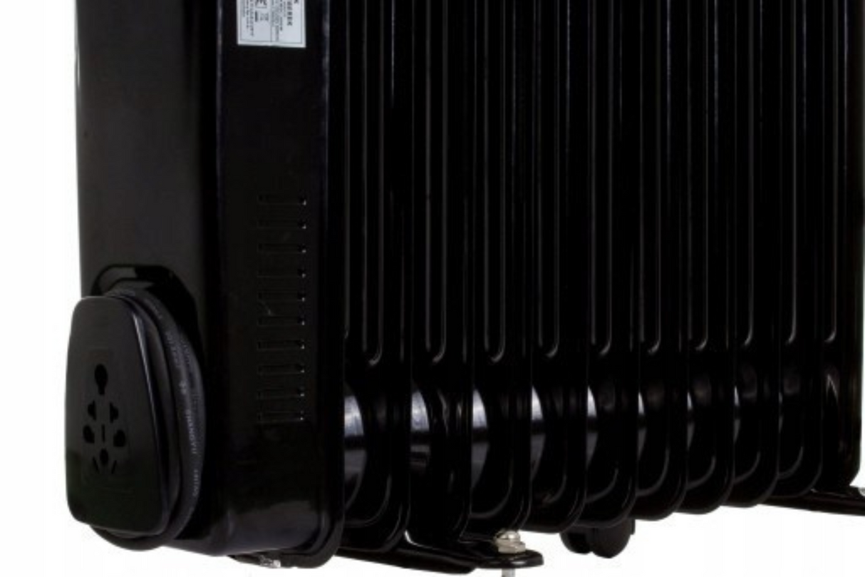 Grzejnik Olejowy Żeberkowy 2500W Żeberson 13 Bezpieczny Czarny Wydajny Eko