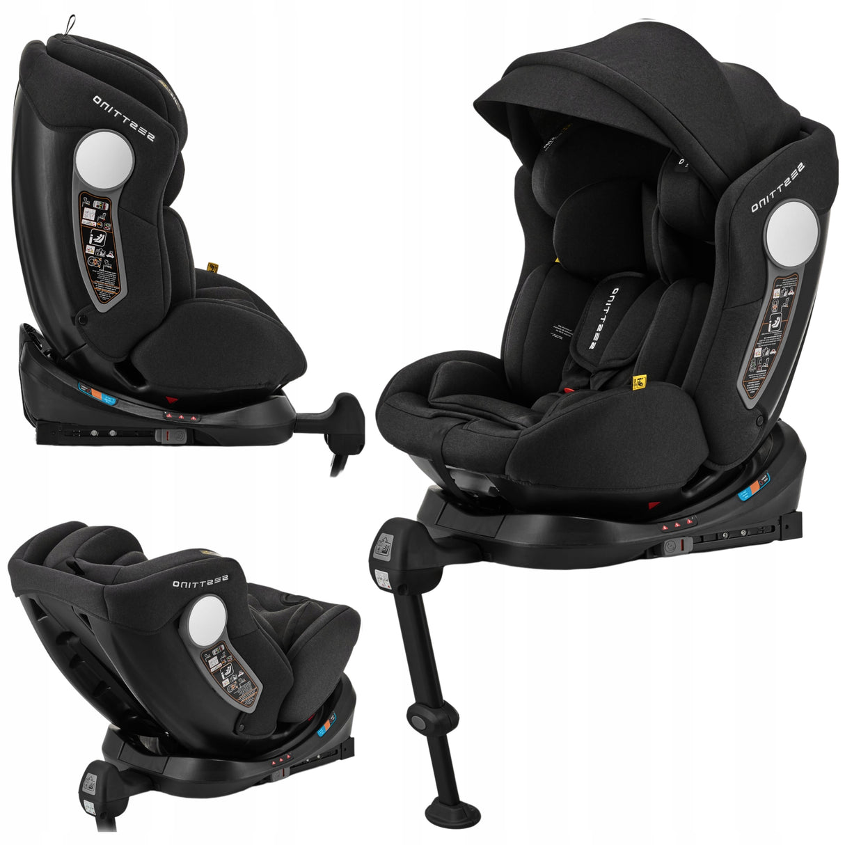 Fotelik Samochodowy Black 40-150cm 0-36 KG POVES Podstawka dla Dziecka