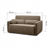 Sofa Rozkładana z Funkcją Spania i Pojemnikiem Brązowa 160x105/192 cm