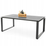 Duży Stół Ogrodowy z Blatem Polywood Aluminiowy 8 Osobowy 180cm Szary