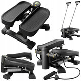 Stepper do Ćwiczeń Skrętny Fitness z Linkami Step Licznikiem 2w1 Czarny