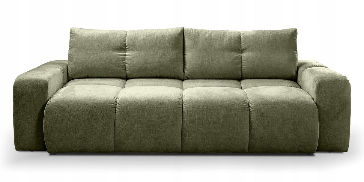 Sofa z Funkcją Spania Pojemnikiem Oliwkowo-Zielona Tkanina Perfect Harmony