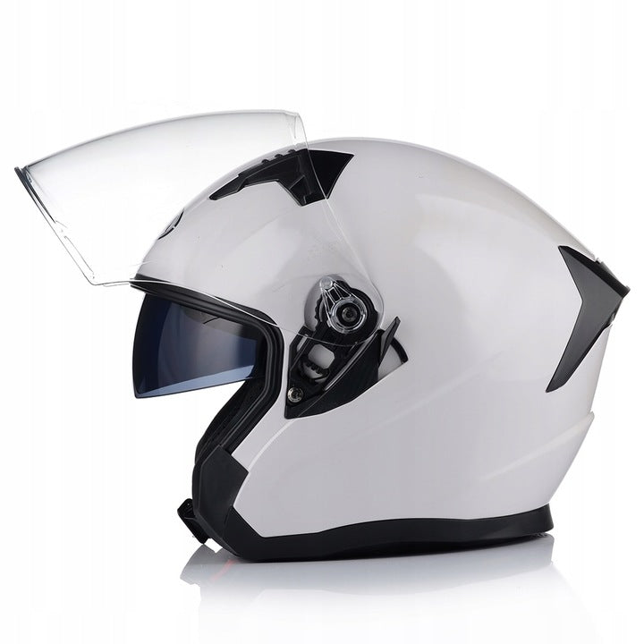 Kask Motocyklowy Otwarty Ochronny Blenda Przeciwsłoneczna Biały Rozmiar M