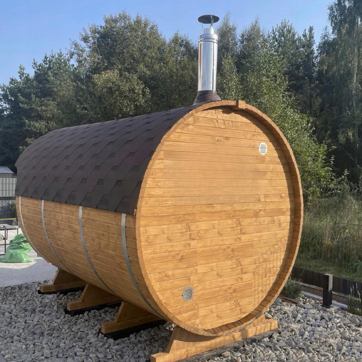 Sauna Ogrodowa Zestaw z Piecem Szwedzkie Drewno HARVIA CILINDRO PC90 340 cm