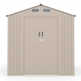 Domek Ogrodowy z Dwuspadowym Dachem Metalowy Beżowy 185x157cm 2,67m² POVES