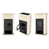 Piec Kominek Piecyk Kaflowy Ceramiczny Koza Stalowy Beżowy 9 kW POVES