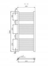 Grzejnik Łazienkowy Wodny Elektryczny Nowoczesny 520W CZARNY 1000x450mm