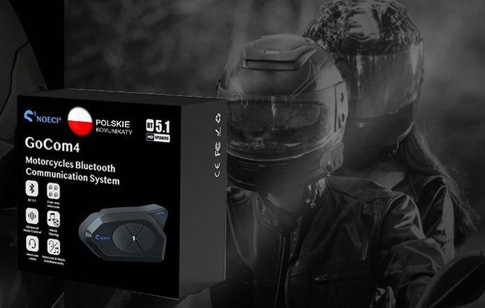 Interkom Motocyklowy Polski Intercom 1200m, Radio FM Bluetooth, Głośniki HD