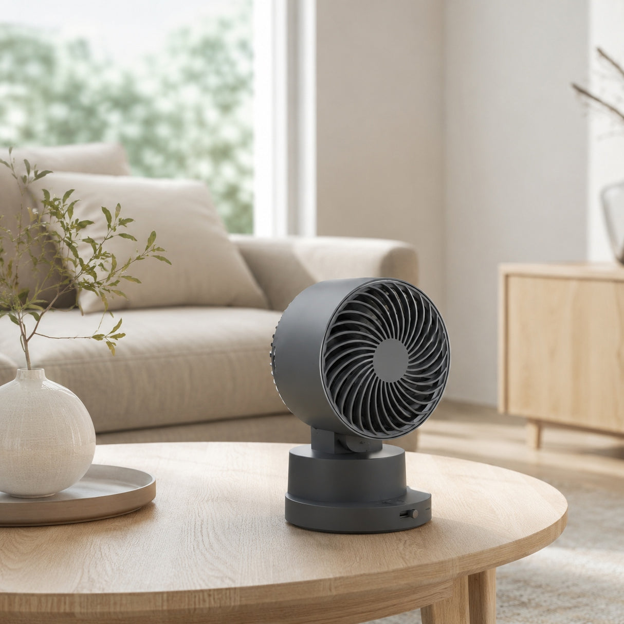 Wentylator Biurkowy Oscylacja 3D Chłodzenie Ultra Cichy Czarny MYCARBON