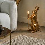 Lampa Złota Stołowa w Kształcie Królika Bugsa Elegancka Lampka Mosiądz