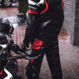 Motocyklowe Spodnie Skórzane Czarno Białe Ochronne UNISEX Rozmiar XL